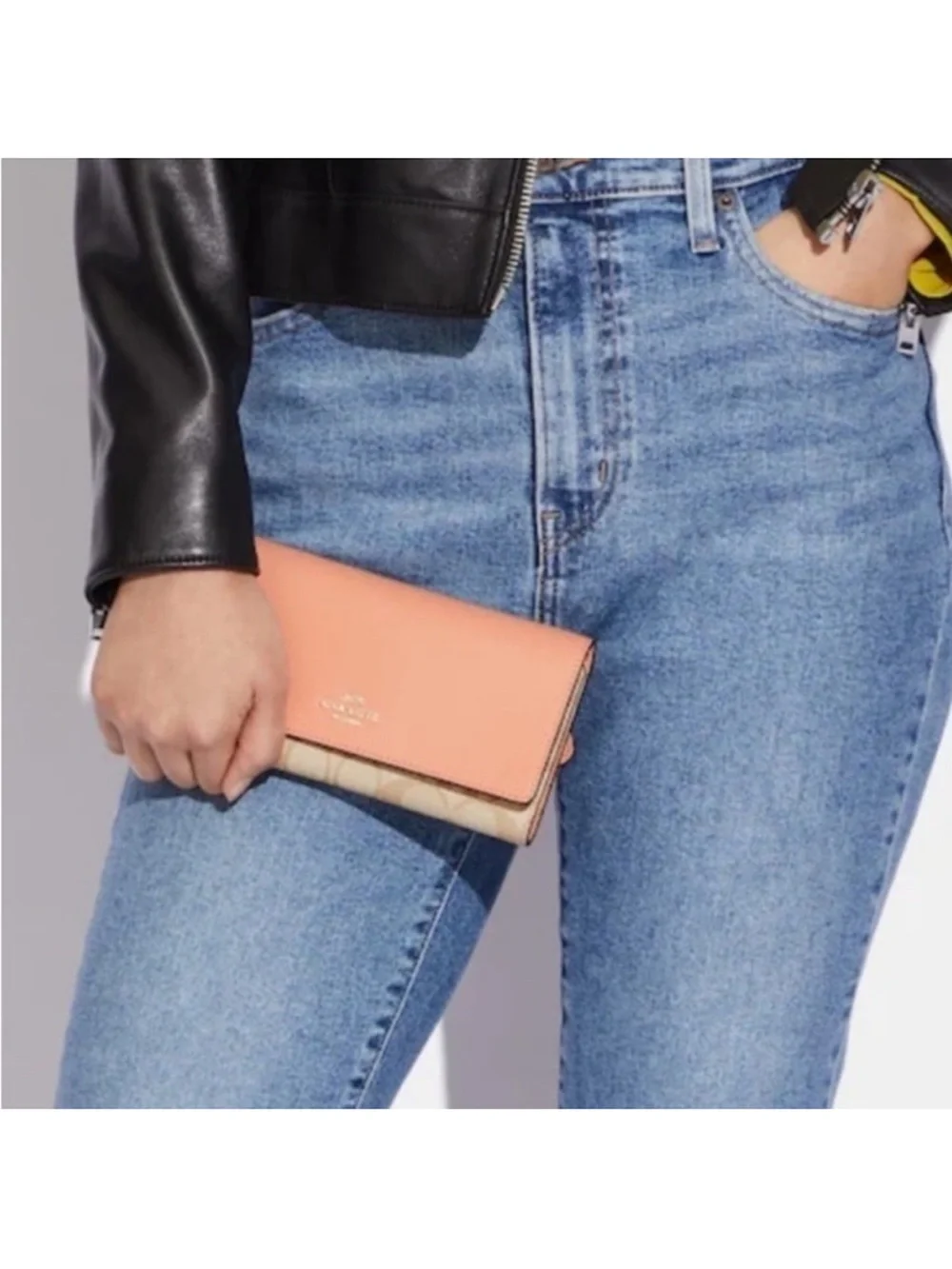 Coach Slim Trifold Wallet In Signature Canvas